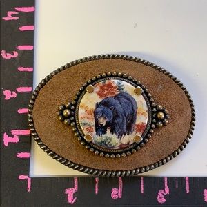 Vintage black bear belt buckle